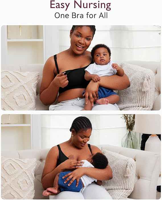 Momcozy Hands Free Pumping & Nursing Bra, Adjustable Cotton Breast Pump Bra | Hands-Free Pump Hold, One-Step Nursing Clasp, Keeps Flanges Secure, includes Free Nursing Pads. - Adenzo Comfies