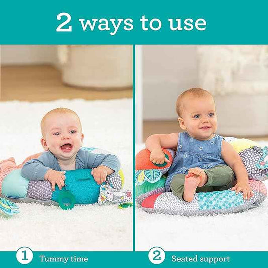 Infantino 2-in-1 Tummy Time & Seated Support - Pillow Support for Newborns and Older Babies, with Detachable Support Pillow and Toys, for Development of Strong Head and Neck Muscles