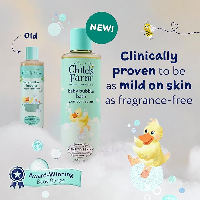 Childs Farm Baby Bedtime Bubble Bath, Baby Soft Scent | Gently Cleanses & Soothes | Suitable for Newborns, Kids & Adults with Sensitive & Dry Skin, 250ml - Adenzo Comfies