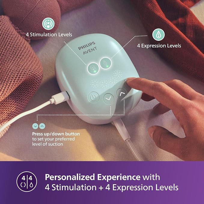 Philips Avent Electric Breast Pump | No.1 Brand Recommended by Moms Worldwide | Personalised Experience with 4 Expression & 4 Stimulation settings | Soft adaptive Silicon Cushion | Portable | SCF323/11 - Adenzo Comfies