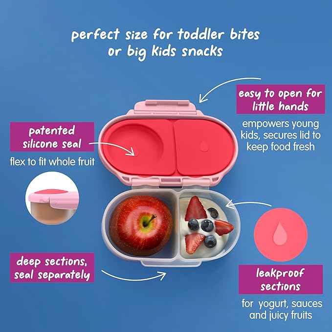 b.box Snack Box, Snack Containers for Kids, Kids Lunch Box, Toddler Snacks | 1 3/4 Cup Bento Box for Kids, Lunch Containers, Leak Proof, Dishwasher Safe, BPA Free.