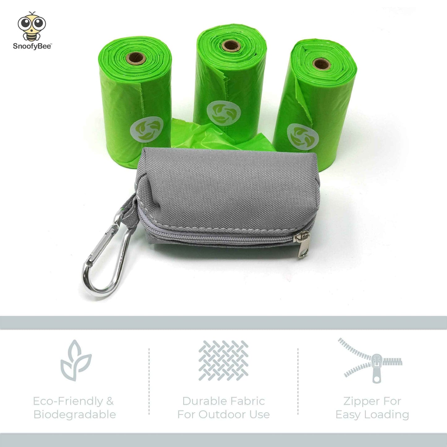 Earth Friendly Diaper Baggy Dispenser with 80 OXO-Degradable Bags with Cardboard Recyclable Core (Grey) - Adenzo Comfies