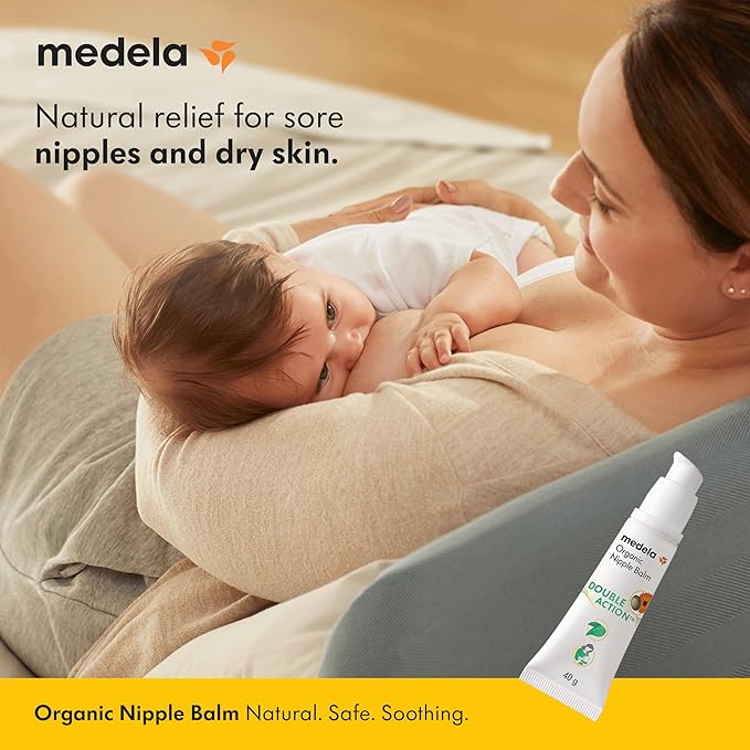 Medela Organic Nipple Cream & Pumping Lubricant, Soothes & Nourishes for Breastfeeding, Made with Natural Ingredients, Provides Fast Relief for Sore Nipples, Postpartum Essential, 1.34 fl oz - Adenzo Comfies