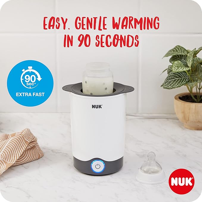 NUK Thermo Express Baby Bottle Warmer | Gently Warms Liquids & Soft Foods in 90 Seconds | Auto Switch Off | Lift - Out Basket for Easy Removal | UK 3 Pin Plug - Adenzo Comfies