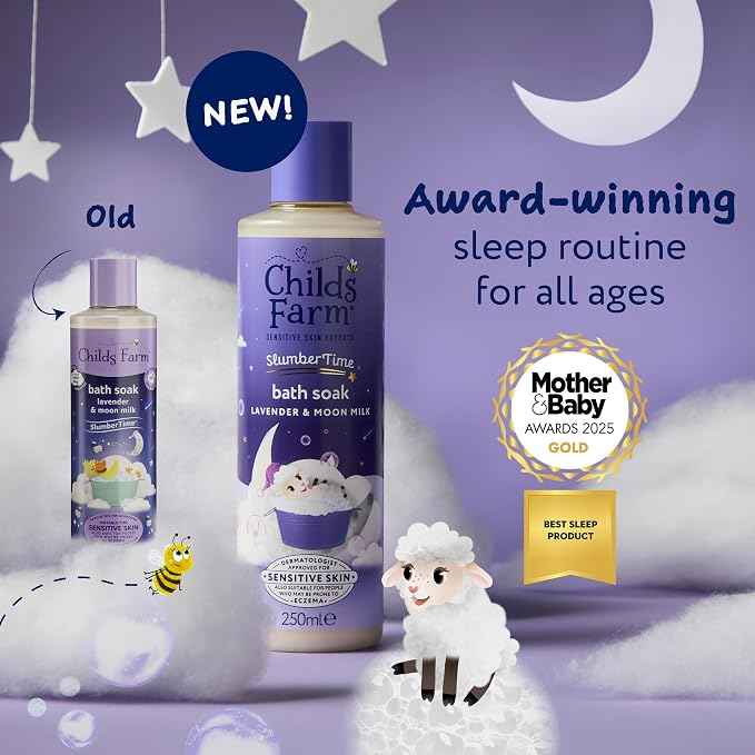 Childs Farm SlumberTime Sleep Bath Soak, Calming Lavender & Moon Milk | Soothing & Hydrating | Suitable for Newborns with Dry, Sensitive Skin, 250ml