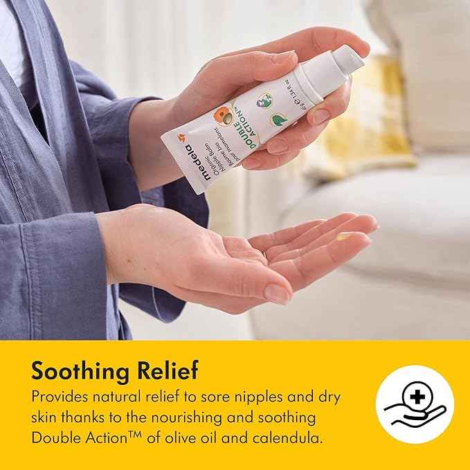 Medela Organic Nipple Cream & Pumping Lubricant, Soothes & Nourishes for Breastfeeding, Made with Natural Ingredients, Provides Fast Relief for Sore Nipples, Postpartum Essential, 1.34 fl oz - Adenzo Comfies