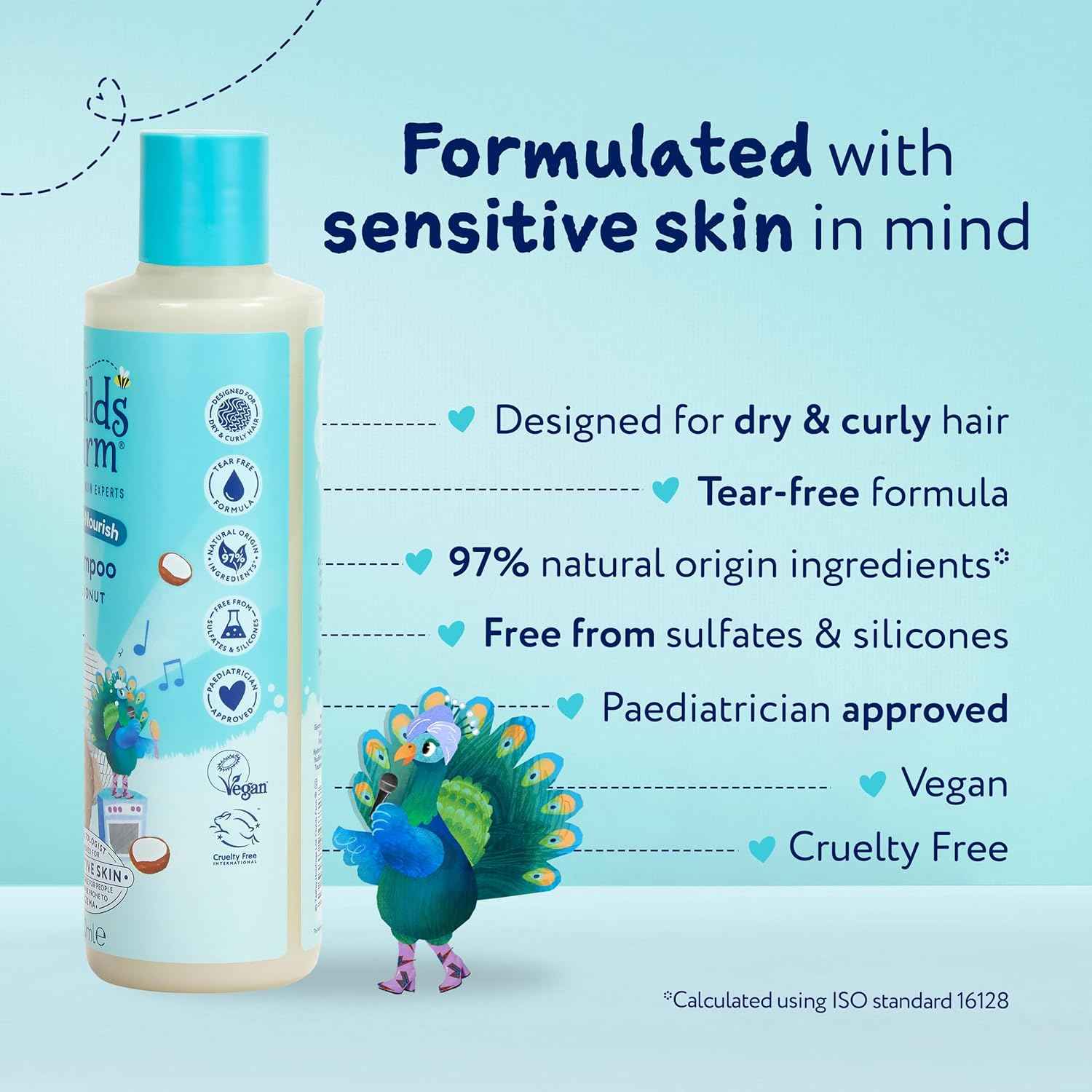 Childs Farm Coco-Nourish Shampoo, Gently Cleanse Dry and Curly Hair, Tear Free, Coconut, Kids, 250ml