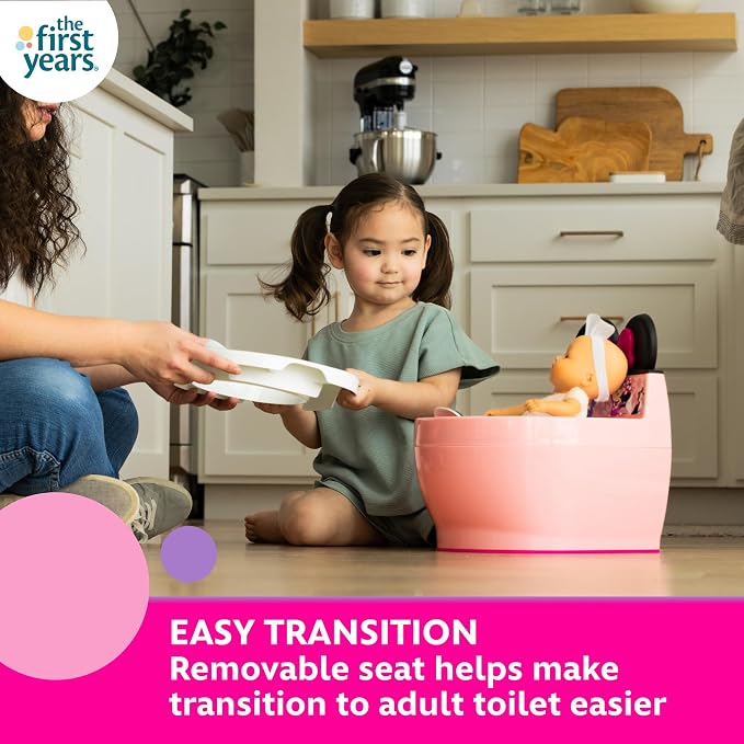 The First Years Disney Minnie Mouse Potty Training Toilet and Toddler Toilet Seat Attachment - 2-in-1 Toddler Potty Training Toilet with Removable Toilet Training Seat - Potty Training Must Haves - Adenzo Comfies
