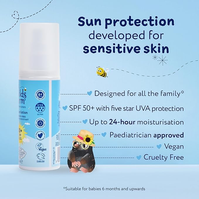 Childs Farm, Kids and Baby Sun Cream Spray SPF 50+ 125 ml, Water Resistant UVA and UVB, Very High Protection, Suitable for Dry, Sensitive and Eczema-Prone Skin, Pack of 1 - Adenzo Comfies