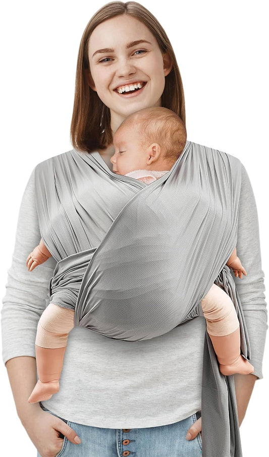 The Moon Brand KaryGo baby Sling Wrap Carrier – Soft, Breathable,Baby Carrier for Newborns & Infants (3.2 - 9 kg) – Hands - Free, Adjustable, Comfortable, and Versatile for Nursing - Mid Grey - Adenzo Comfies