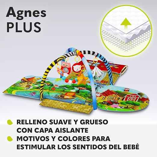 LIONELO Agnes Plus 2-in-1 Baby Mat with a House, Rattles Toys and Teething Rings Included, Soft Colourful and Durable Materials, Large Size.