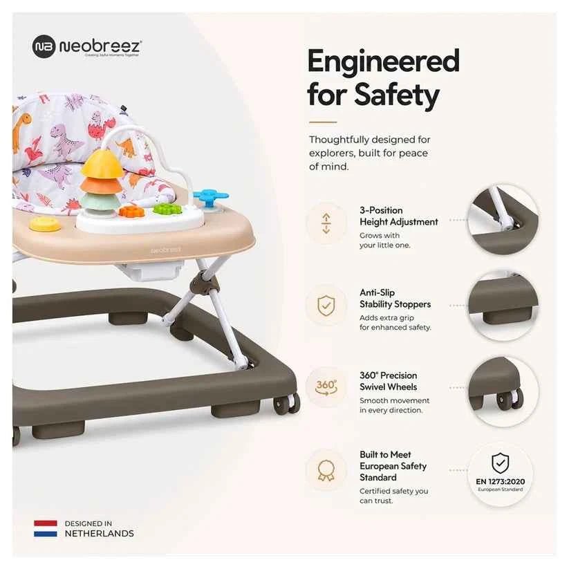 Neobreez Tredo Baby Walker (Brown/Beige). - Adenzo Comfies