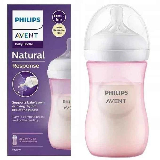 AVENT Philips Natural Response 3.0 Pink Feeding Bottle 260ml - Adenzo Comfies
