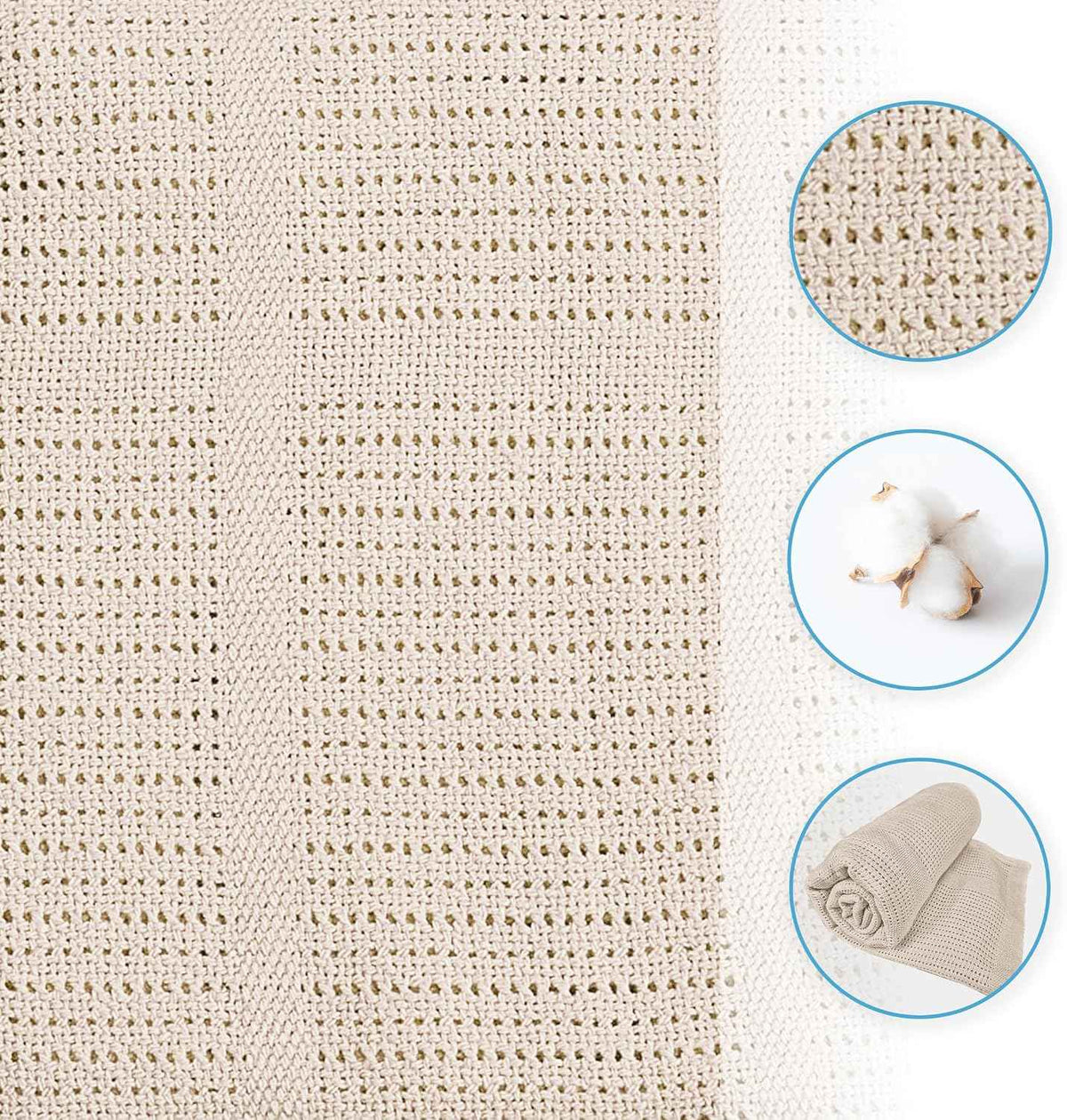 Baby Basics Cream Cellular Blanket Pram Size 100% Cotton 75x100cm NEW