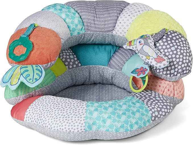Infantino 2-in-1 Tummy Time & Seated Support - Pillow Support for Newborns and Older Babies, with Detachable Support Pillow and Toys, for Development of Strong Head and Neck Muscles