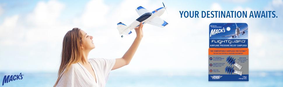 Mack’s Flightguard Airplane Pressure Relief Earplugs – 26dB NRR, 33dB SNR – Comfortable, Safe, Travel Ear Plugs for Flying Air Pressure Ear Pain, Ear Popping and Noise Reduction