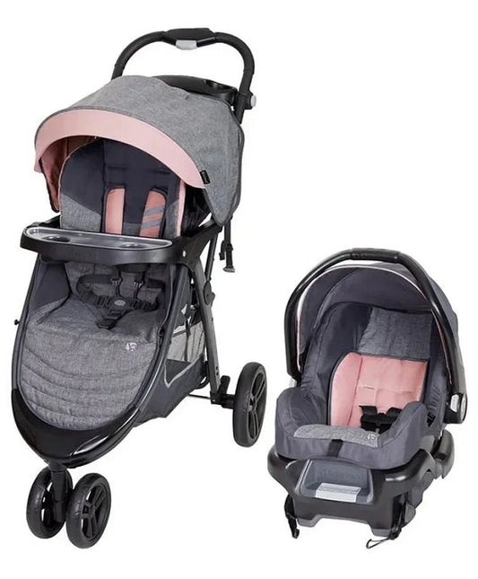 Baby Trend Skyline 35 Travel System – Infant Car Seat and Stroller Combo with Adjustable Canopy, Lightweight Frame, and Easy - Fold Design – Pink - Adenzo Comfies