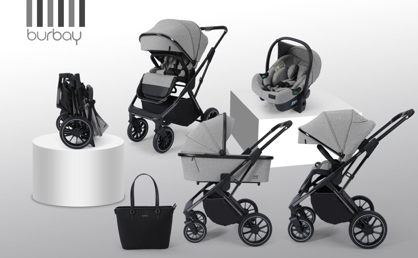Burbay E77 3-in-1 Baby Travel System Stroller with Infant Car Seat & Bassinet – Foldable, Adjustable, All-Terrain Wheels - Adenzo Comfies