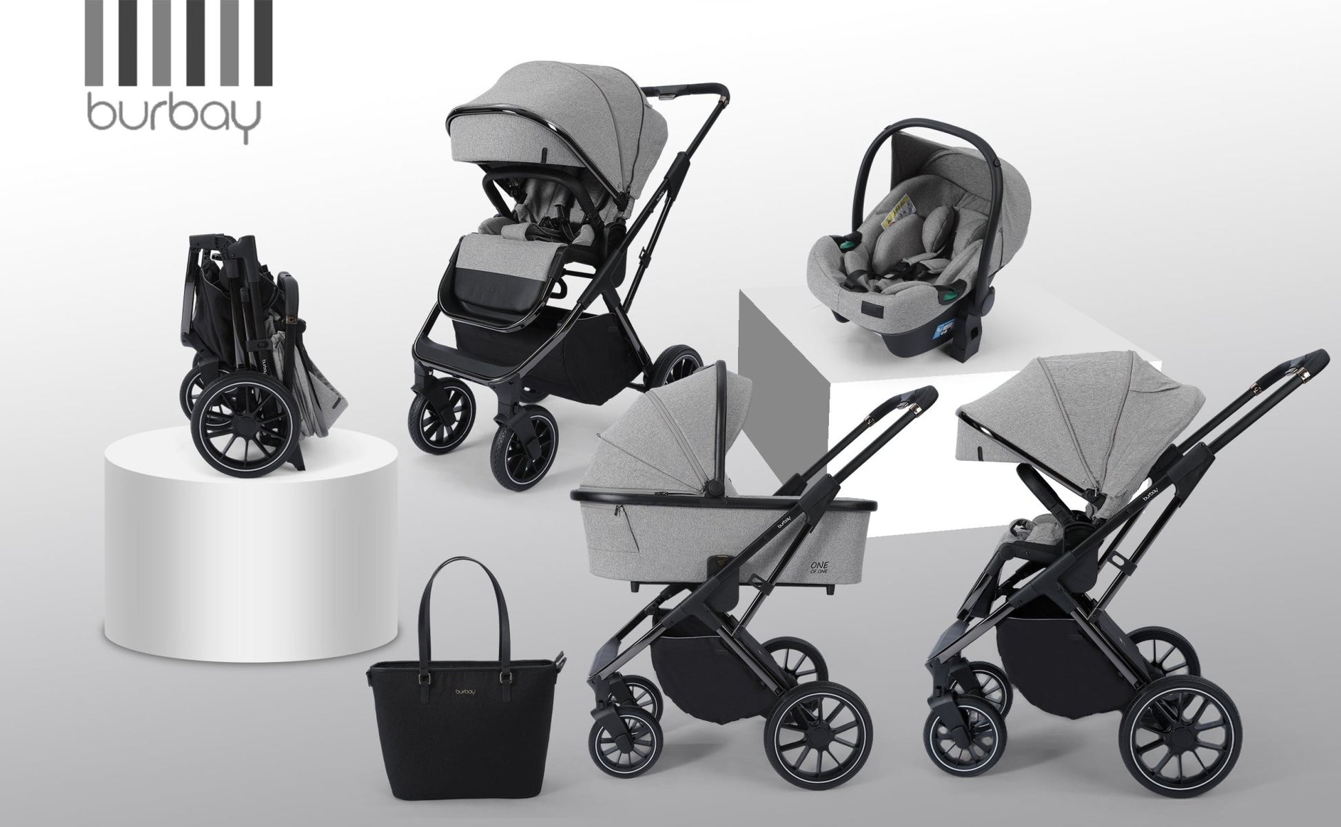 Burbay E77 3-in-1 Baby Travel System Stroller with Infant Car Seat & Bassinet – Foldable, Adjustable, All-Terrain Wheels - Adenzo Comfies