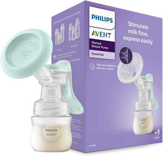 Philips Avent Essential Manual Breast pump SCF417/11 | Easy Silicone massage cushion & Ergonomic handle, Soft & Gentle, BPA Free - Adenzo Comfies