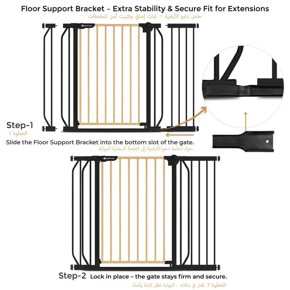 Neobreez FERMII Auto Close Safety Baby Toddler Gate| 75 to 85(up to 115 cm)+ 10/20cm Extension| Extra Wide Child Gate For Stairs&Doorways, Wide Pressure Fit Stair Gate | No Drill Barrier Stair Gate.