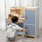 (Kitchen+Fridge) BNIB Cucinino Nordic European Simple Design Baby Blue Kids Wooden Kitchen & Fridge Play Set with Accessories Montessori Play Pretend Kitchenette Set Play Set Educational Children Toy Best Gift for Kids Toy Storage - Adenzo Comfies