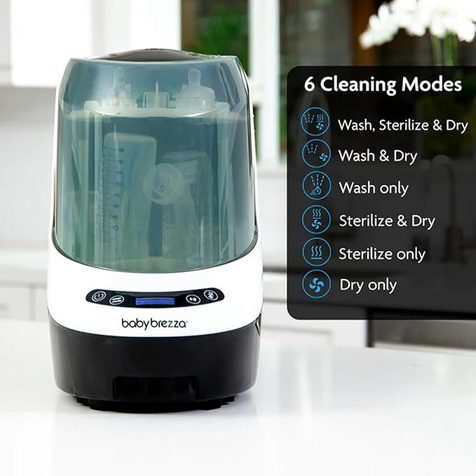 Baby Brezza Bottle Washer Pro - Baby Bottle Washer, Sterilizer + Dryer - All in One Machine Cleans Bottles, Pump Parts, & Sippy Cups - Replaces Hand Washing, Bottle Brushes and Drying Racks, 1 Count