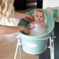 Shnuggle Baby Bath with Folding Stand – Newborn Bathtub with Bum Bump Support, Foam Backrest & Plug, Non - Slip Removable Bath Stand for Babies - Adenzo Comfies