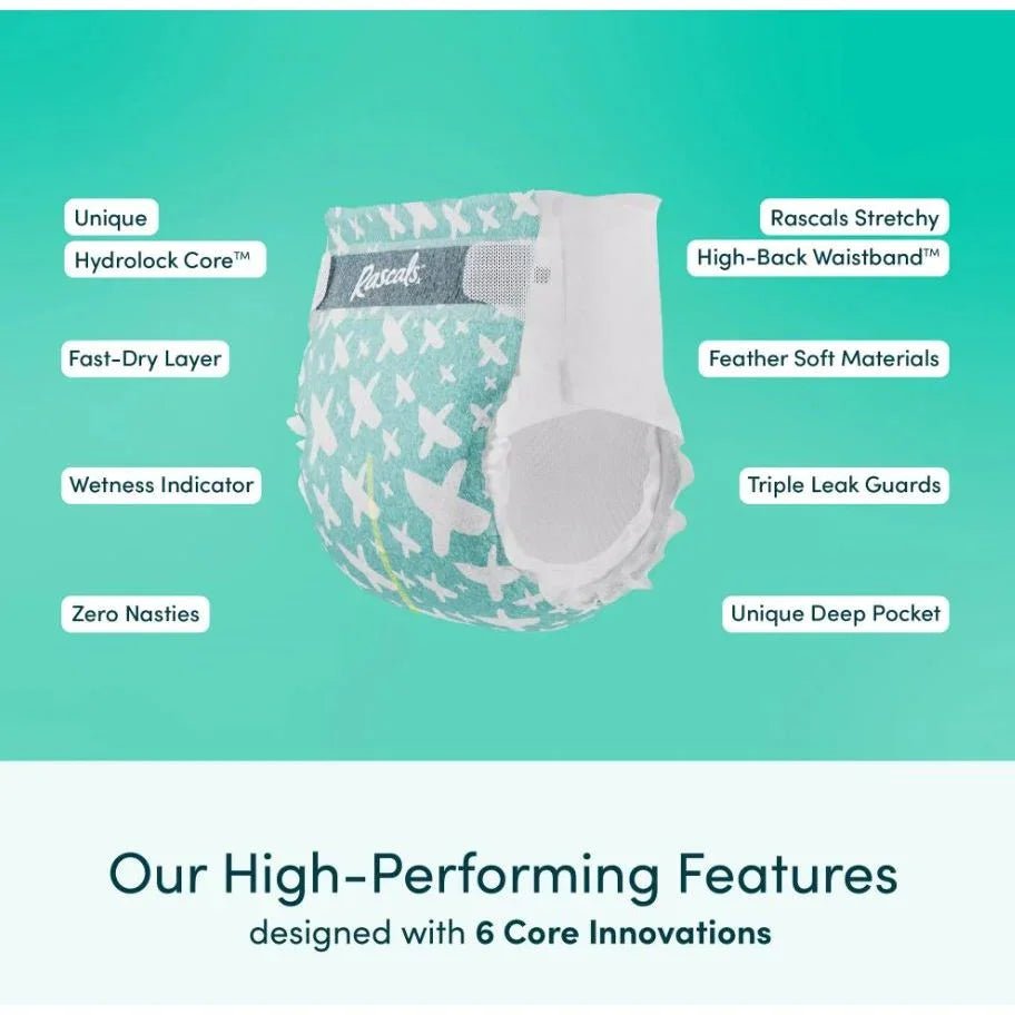 Rascals Premium Baby Diapers Jumbo Box - Size 2, 4-8 kg, 96 Count. - Adenzo Comfies