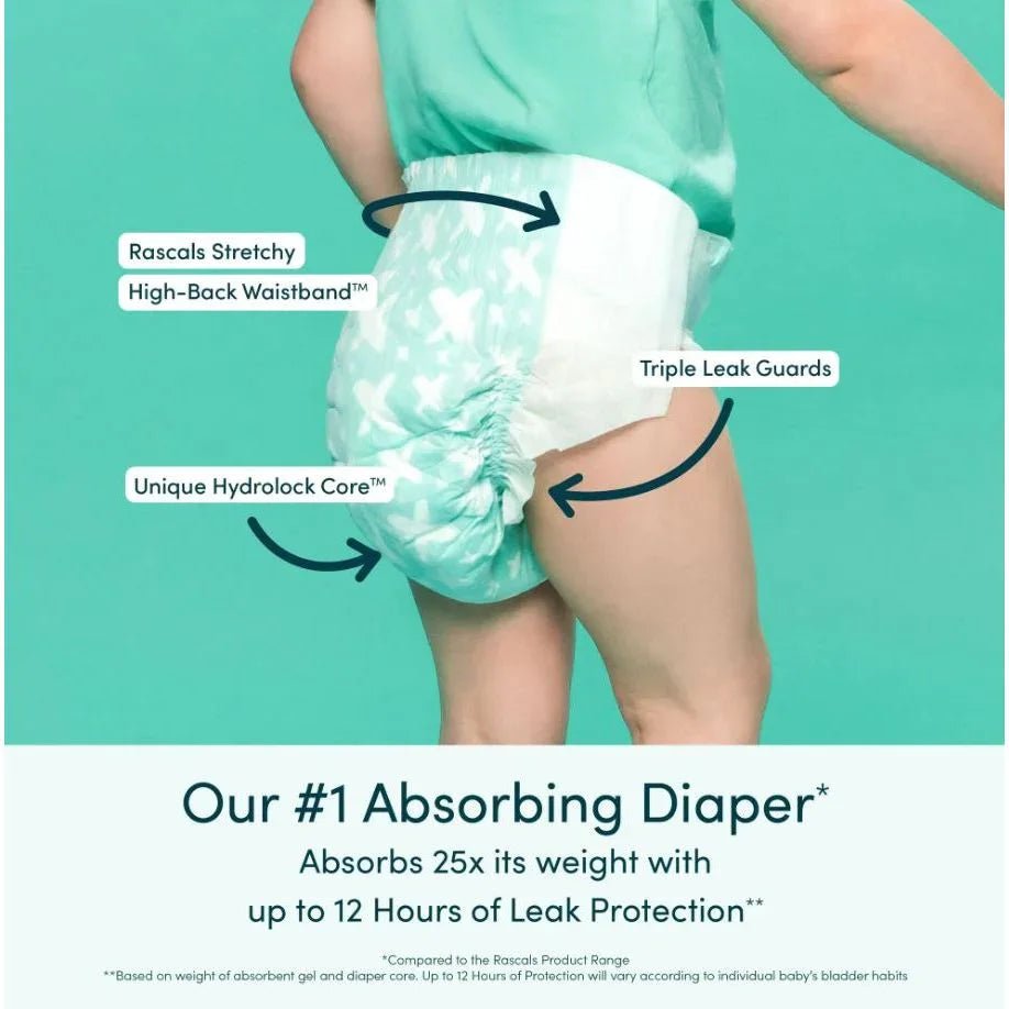 Rascals Premium Baby Tape Diapers Jumbo Box - Size 1, 3-5 kg, 108 Count. - Adenzo Comfies