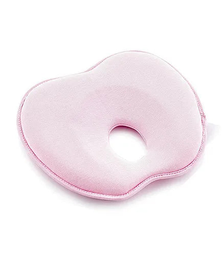 Babyjem Flat Head Pillow, Pink, 0+ Months, Lightweight Infant Pillow, Ergonomic Head Support, Breathable Cotton Fabric