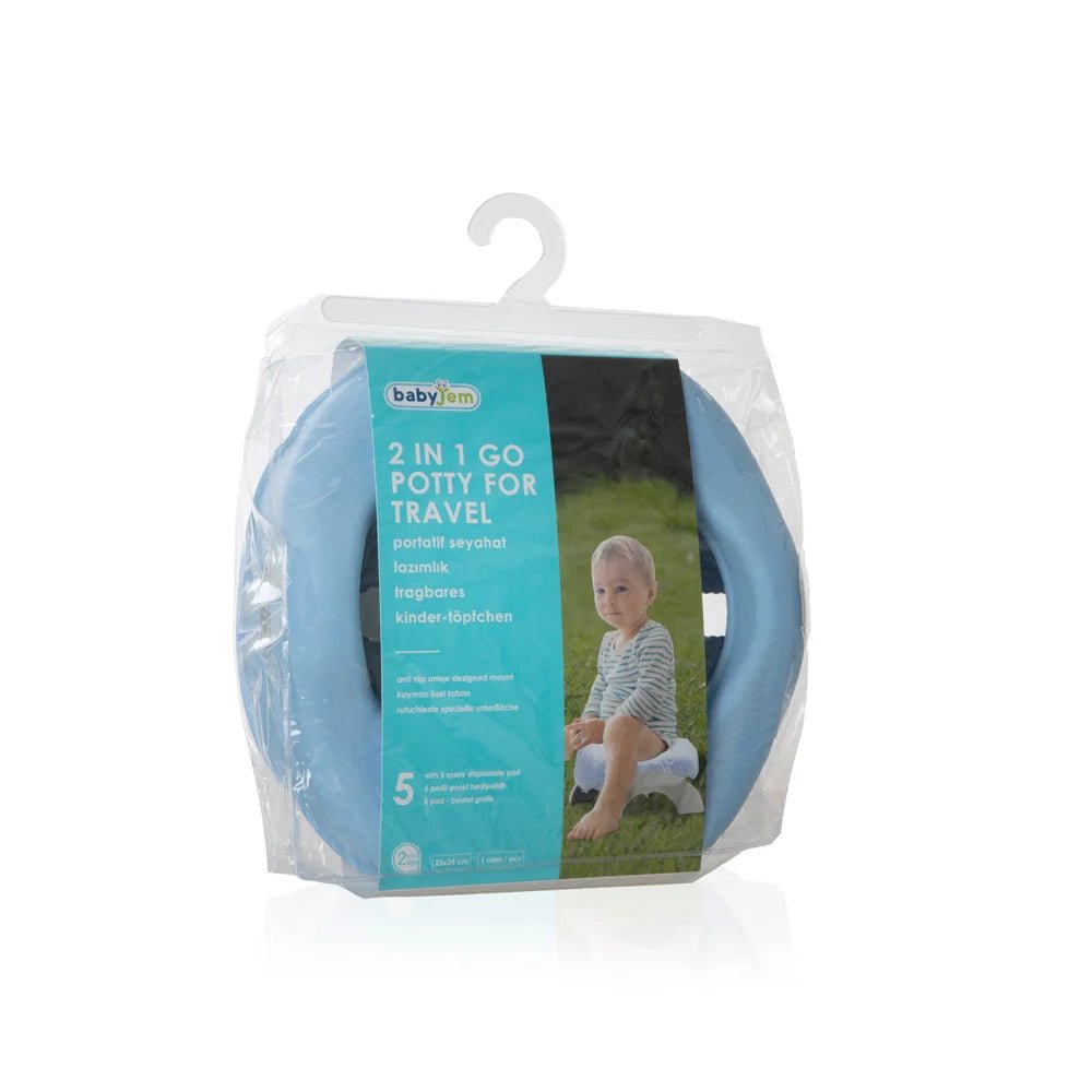 Babyjem Portable Seat Blue, Gray With 5 Disposable Refill Bags - Adenzo Comfies