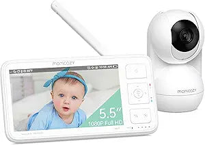 Momcozy BM03 5.5” 1080P Full HD Video Baby Monitor No WiFi – Long-Range Baby Monitor with Camera, Infrared Night Vision, 5800mAh Battery, VOX, 2-Way Audio,