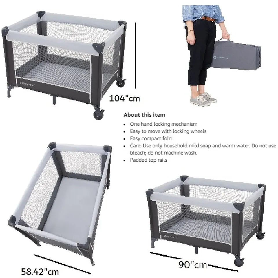 Baby Trend Nursery Center Portable Playard with Bassinet, Changing Table, Storage Organizer, and Travel Bag – Lightweight Foldable Baby Play Yard - Adenzo Comfies
