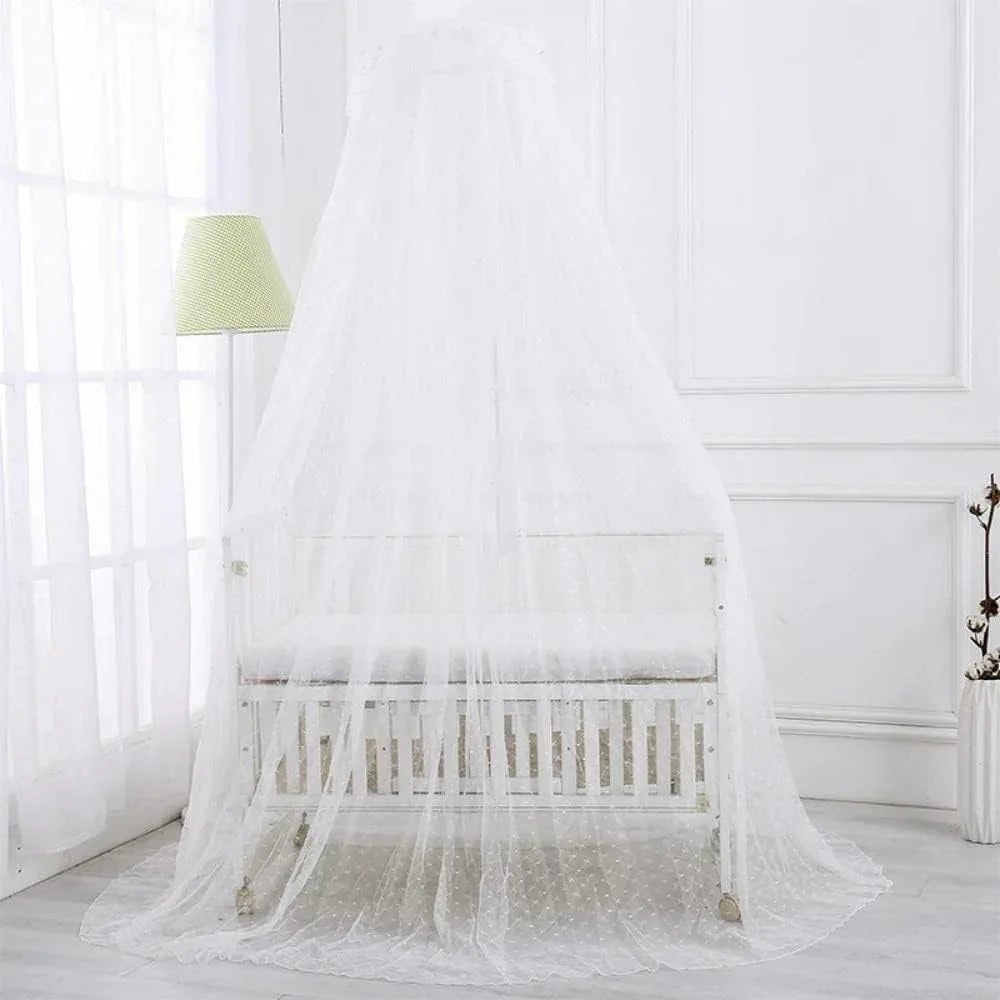 Baby Round Mosquito Net Canopy with Stand Holder – Hanging Netting Bed Canopy for Kids Bedroom, Safe Insect Protection, Lightweight Design, Easy Installation, Best Gift for Children - Adenzo Comfies