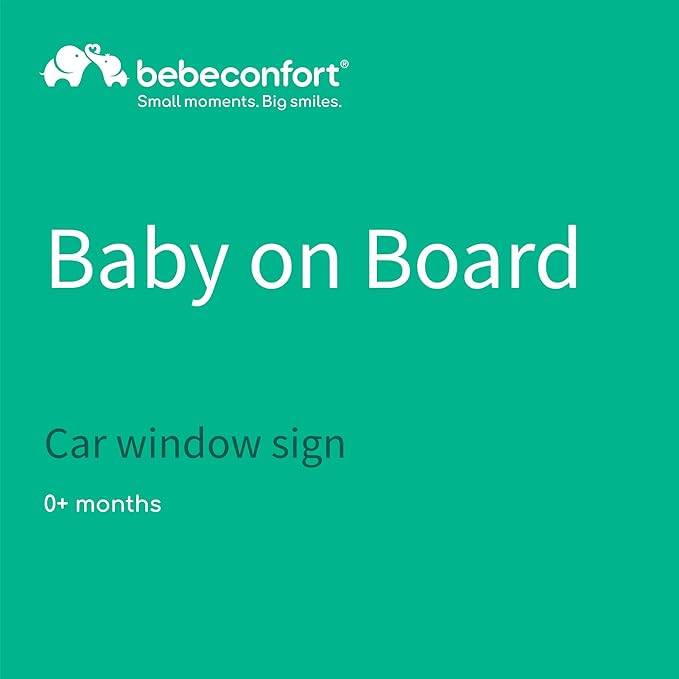 Bebeconfort Baby On Board Sign for Car, Baby Sign, 0+ Months, Easy and Quick to Install Via Suction Cups, Easy to Clean, Internationally Recognized Sign, Yellow