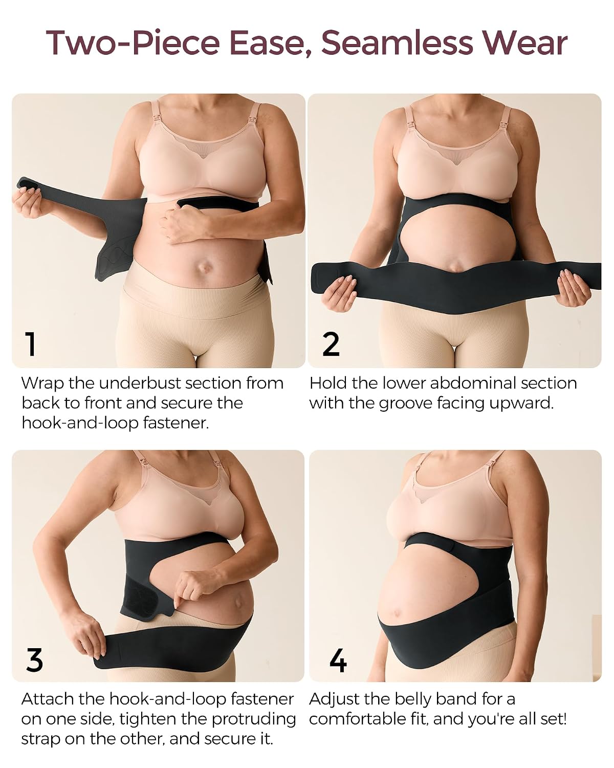 Momcozy Pregnancy Belly Band - CozySupport Ergonomic Maternity Belly Band for Back Support, Abdomen & Waist - Adenzo Comfies