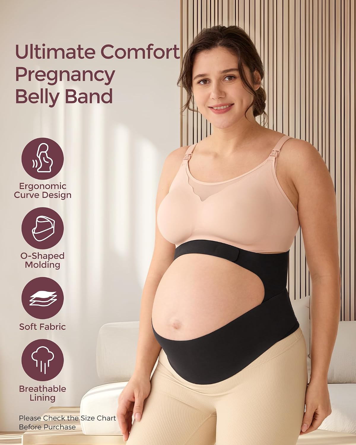 Momcozy Pregnancy Belly Band - CozySupport Ergonomic Maternity Belly Band for Back Support, Abdomen & Waist - Adenzo Comfies