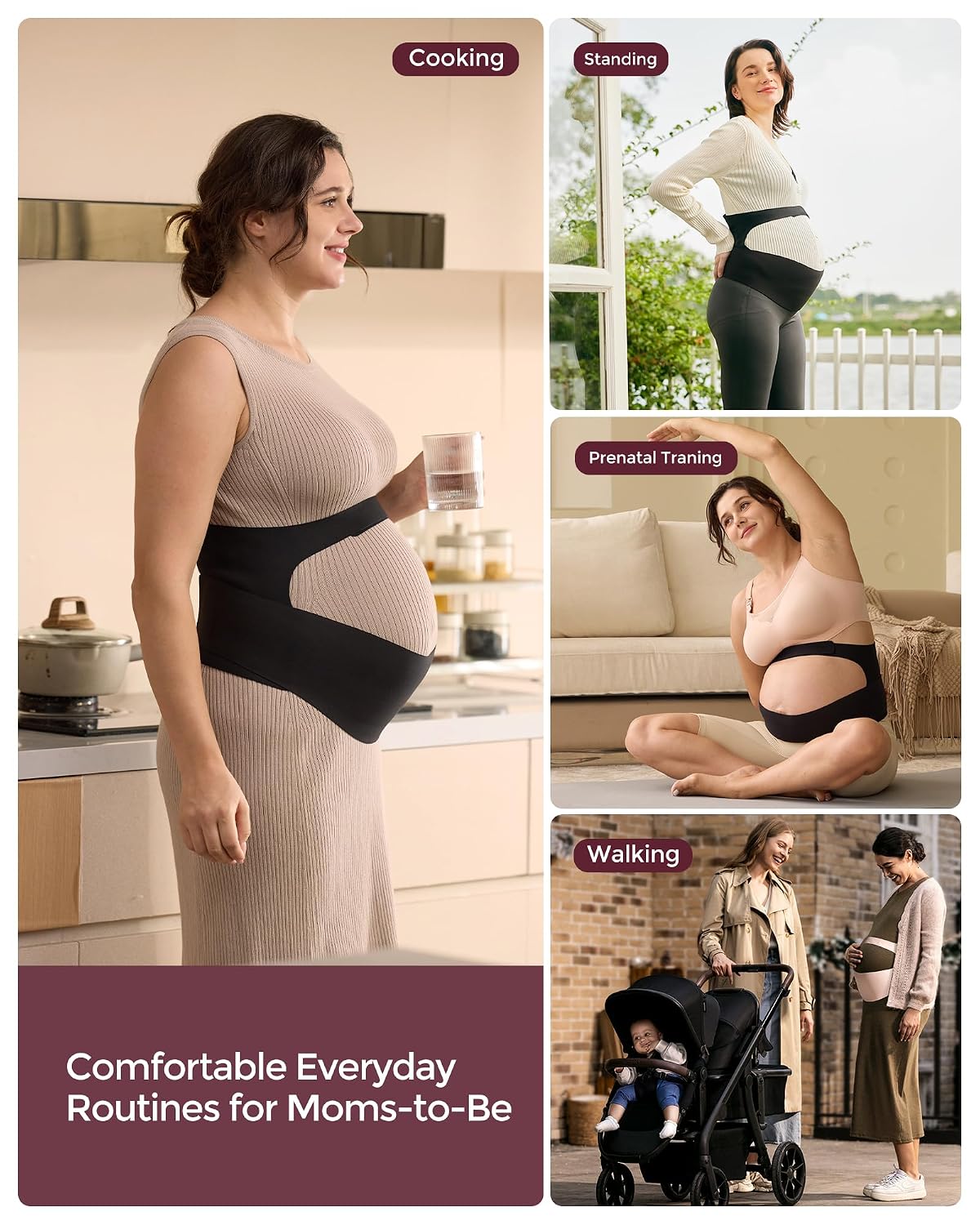 Momcozy Pregnancy Belly Band - CozySupport Ergonomic Maternity Belly Band for Back Support, Abdomen & Waist - Adenzo Comfies