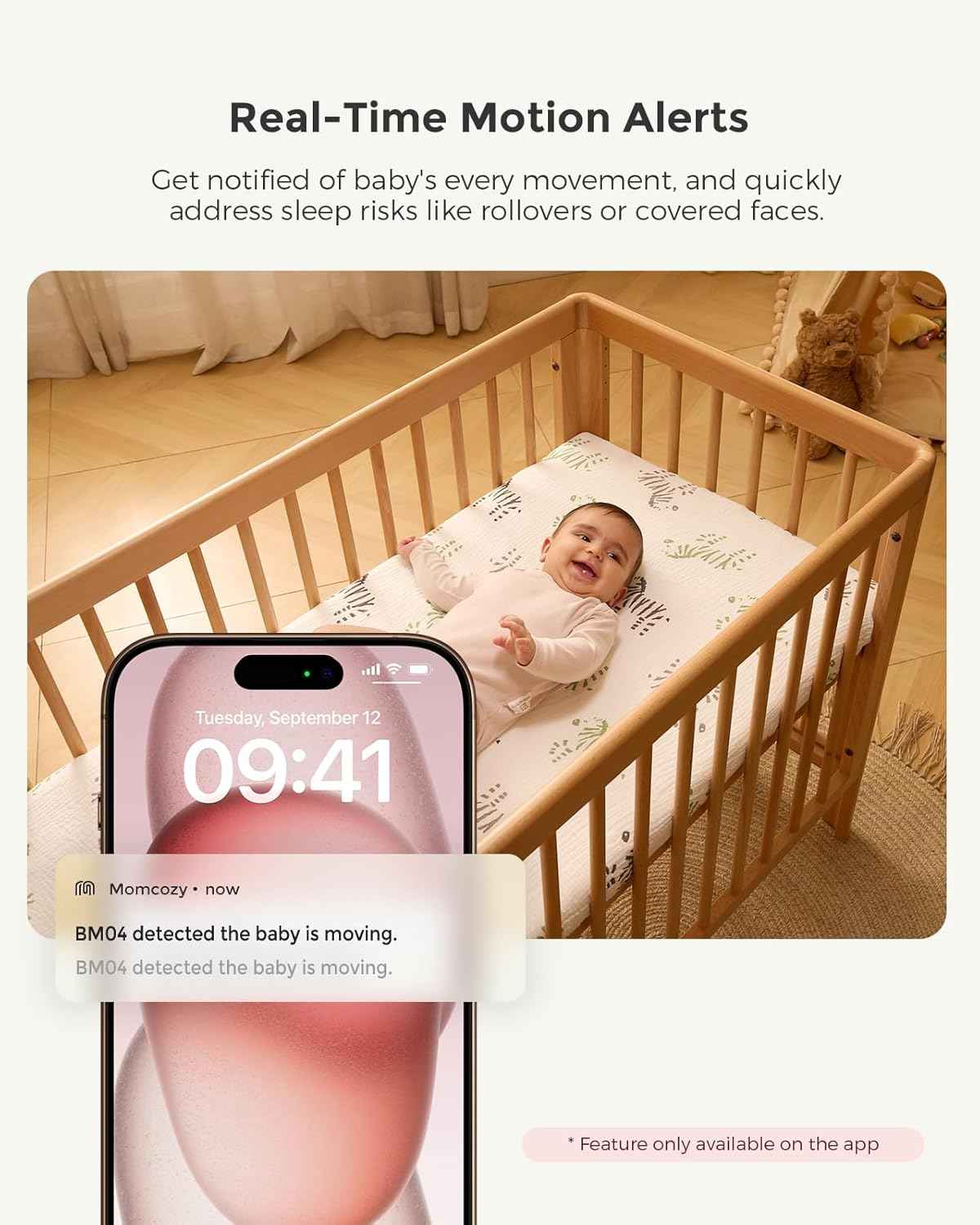 Momcozy BM04 5-Inch Smart Baby Monitor with Camera – Dual-Mode WiFi & Parent Unit, 1080P HD Video, Night Vision, Motion Alerts, Two-Way Talk & Family Sharing