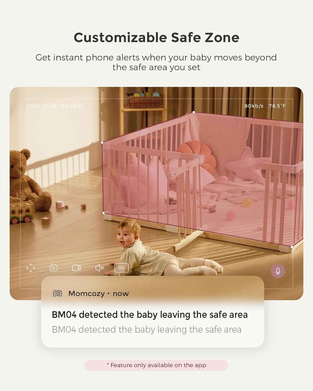 Momcozy BM04 5-Inch Smart Baby Monitor with Camera – Dual-Mode WiFi & Parent Unit, 1080P HD Video, Night Vision, Motion Alerts, Two-Way Talk & Family Sharing