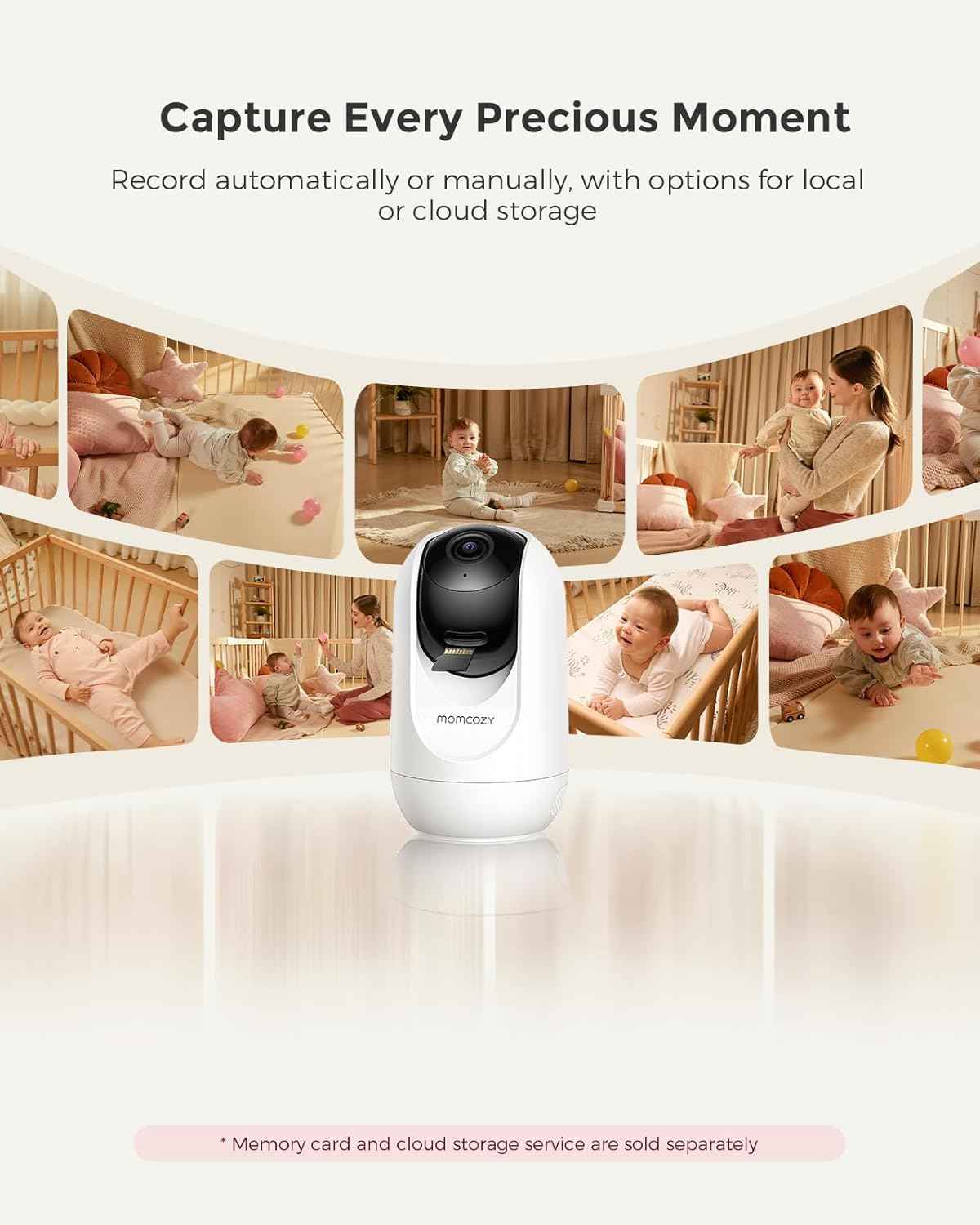 Momcozy BM04 5-Inch Smart Baby Monitor with Camera – Dual-Mode WiFi & Parent Unit, 1080P HD Video, Night Vision, Motion Alerts, Two-Way Talk & Family Sharing