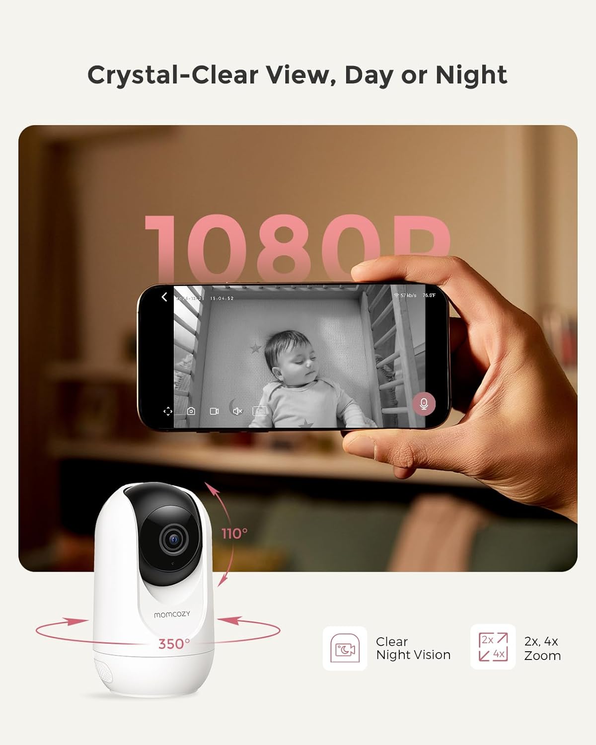 Momcozy BM04 5-Inch Smart Baby Monitor with Camera – Dual-Mode WiFi & Parent Unit, 1080P HD Video, Night Vision, Motion Alerts, Two-Way Talk & Family Sharing - Adenzo Comfies