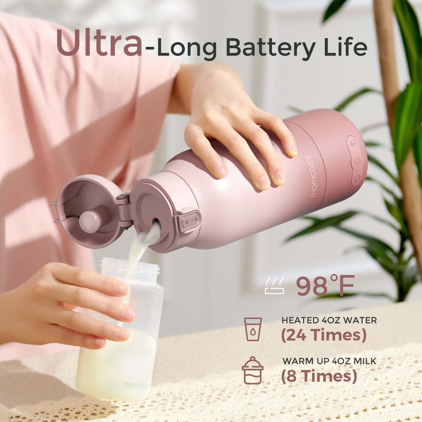 Momcozy Portable Milk Warmer for Travel – Dual Heating Modes for Breast Milk & Water, Portable Bottle Warmer with Fast Heating & Long Battery Life, 17 Ounces Large Capacity to Meet Your All-Day Needs