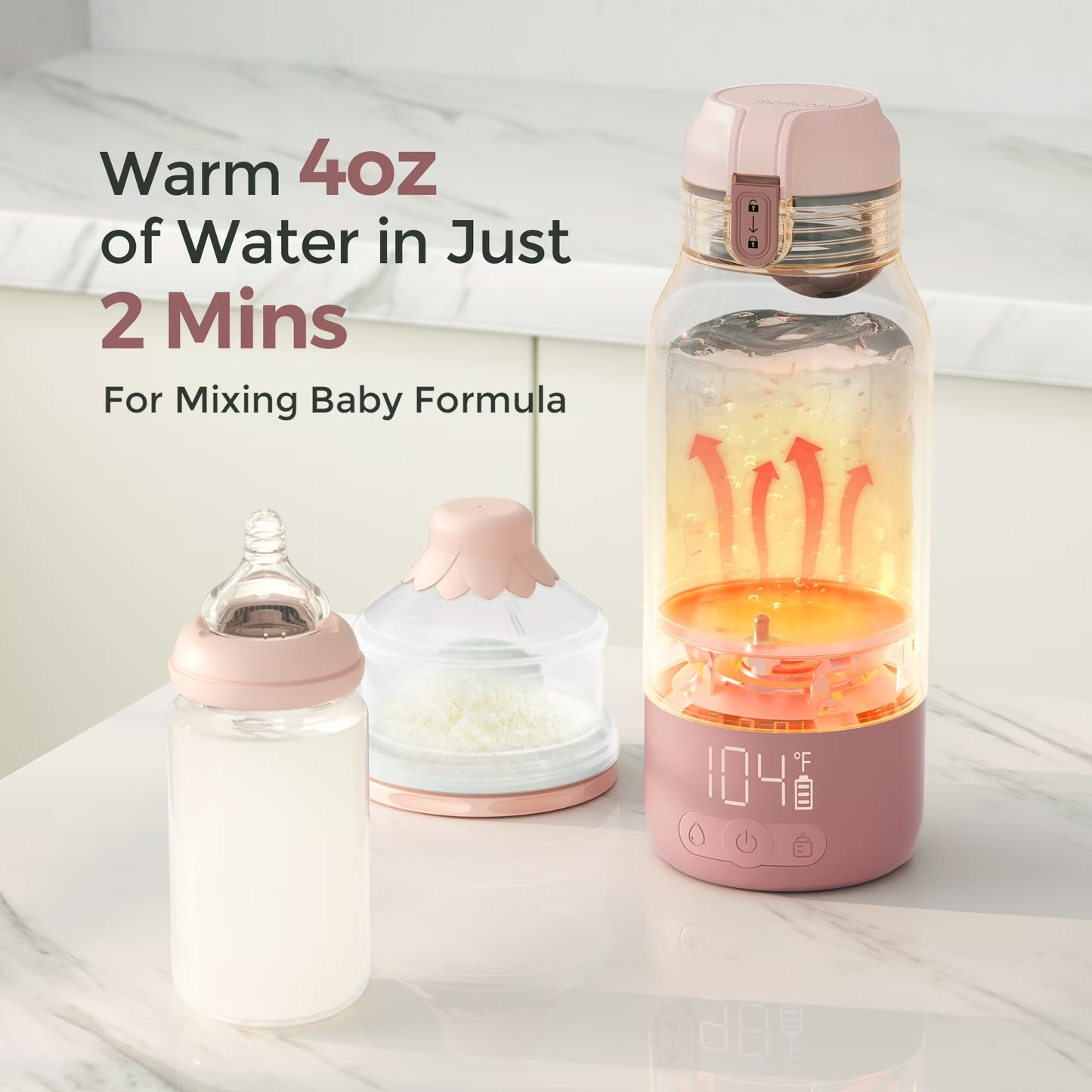 Momcozy Portable Milk Warmer for Travel – Dual Heating Modes for Breast Milk & Water, Portable Bottle Warmer with Fast Heating & Long Battery Life, 17 Ounces Large Capacity to Meet Your All-Day Needs