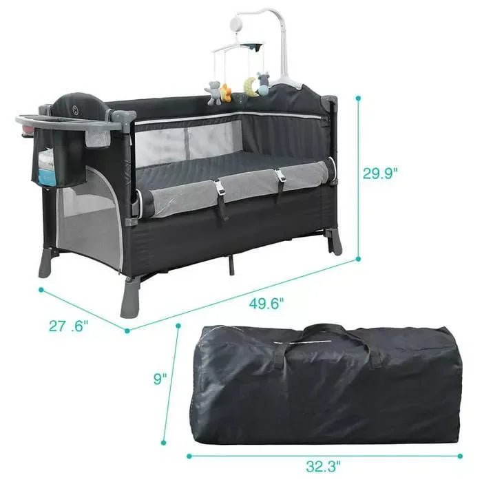 Brotish Baby Playpen Bed with Mosquito Net, Foldable Portable Infant Crib, Travel Bassinet and Play Yard for Newborns and Toddlers - Adenzo Comfies