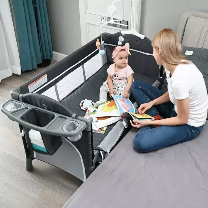 Brotish Baby Playpen Bed with Mosquito Net, Foldable Portable Infant Crib, Travel Bassinet and Play Yard for Newborns and Toddlers - Adenzo Comfies