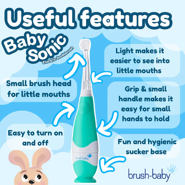 Brush-Baby Babysonic Replacement Heads for Babysonic Electric Toothbrush | Stage 2 First Teeth - Teething | Suitable from 18-36 Months | Includes 2 x 18-36 Month Toddler Replacement Brush Heads, clear, 2 count (pack of 1)