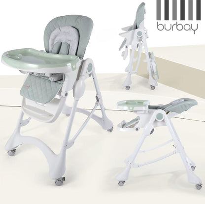 Burbay Adjustable Baby High Chair with Removable Tray & Safety Harness – Modern Foldable Feeding Chair - Adenzo Comfies