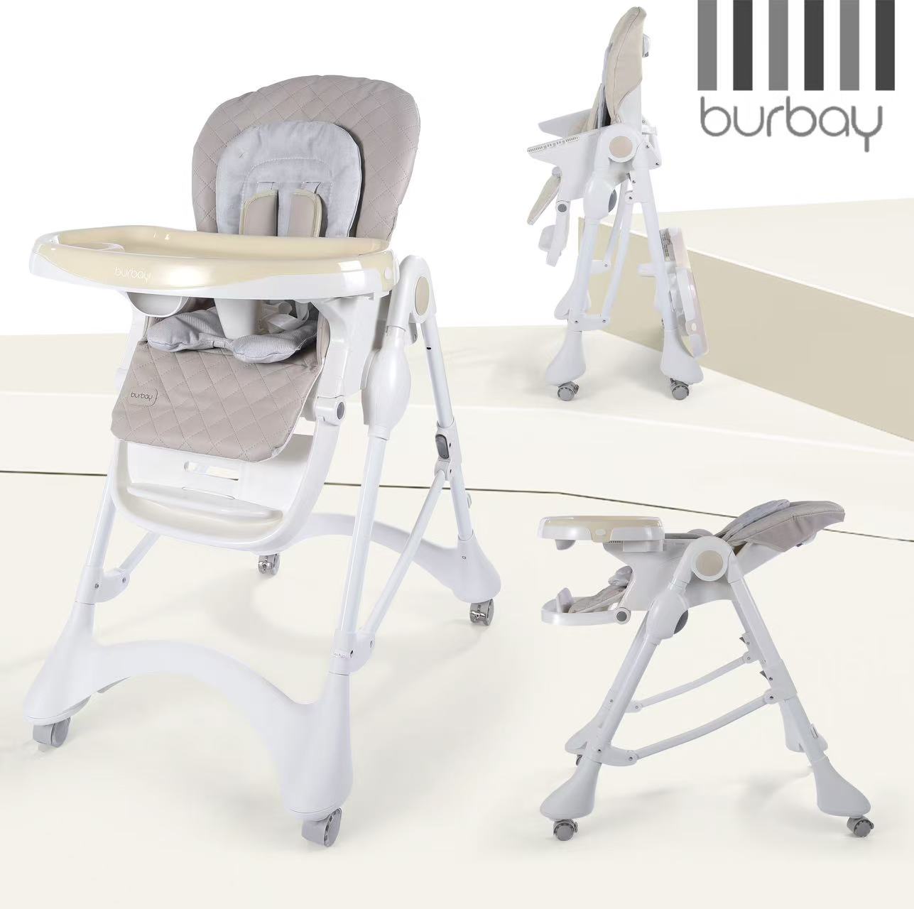 Burbay Adjustable Baby High Chair with Removable Tray & Safety Harness – Modern Foldable Feeding Chair - Adenzo Comfies
